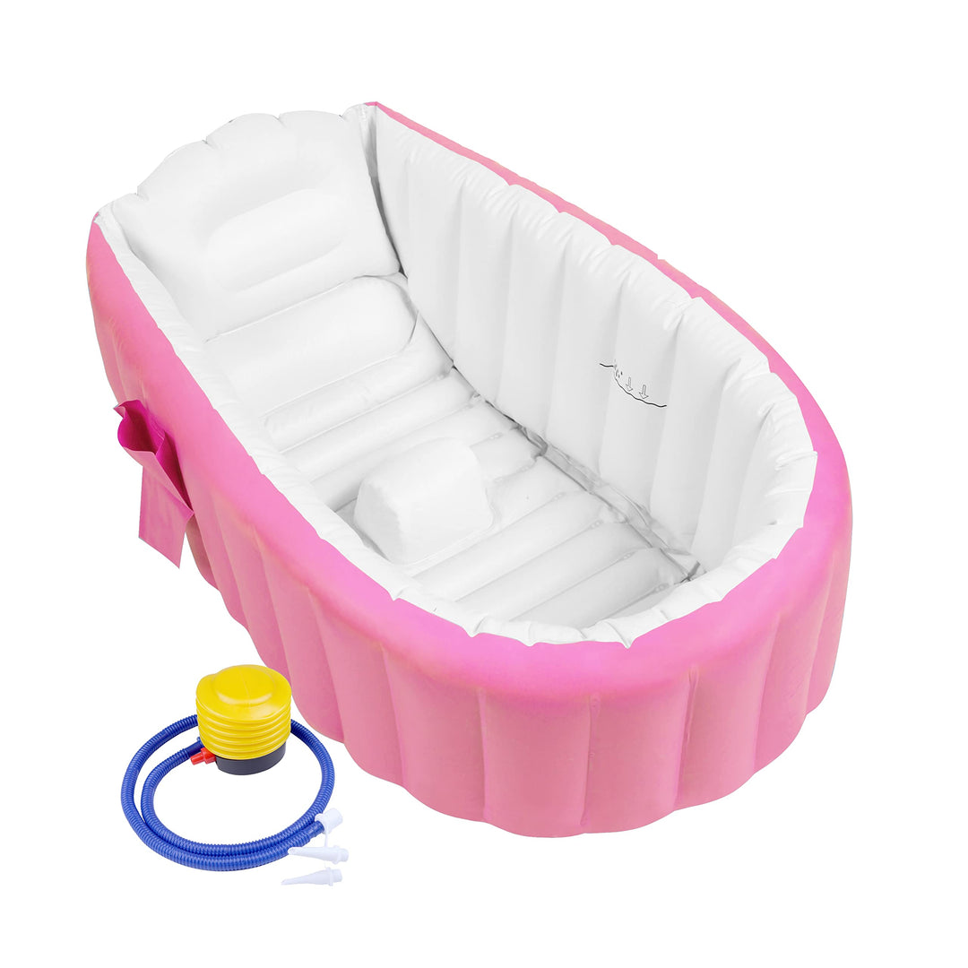 Aufblasbare Badewanne Baby Babybadewanne Babywanne Aufblasbar mit Luftpumpe und Duschhaube für Baby,