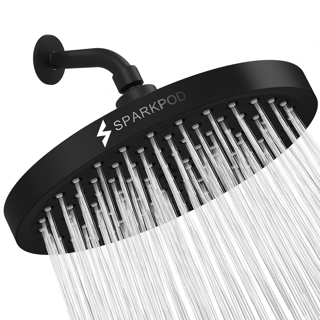 SparkPod Fixed Shower Head - High Pressure Rain - Luxury Modern Look - Easy Tool Free Installation -