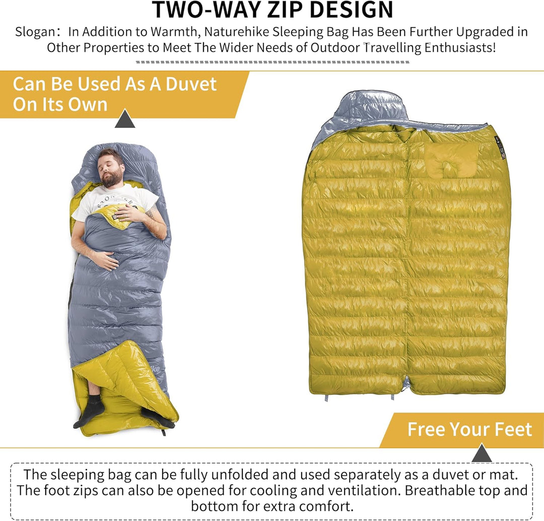 Naturehike CW-Serie RDS Daunenschlafsack,Ultraleichte Tragbare Kompackte Daunen Schlafsack 4 Jahresz