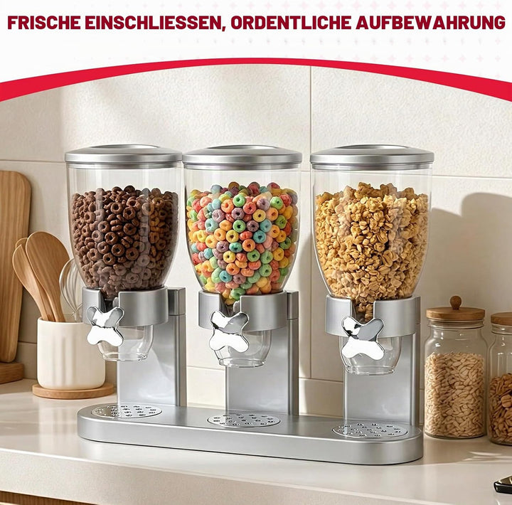 Sinceroduct Cereal Dispenser Countertop 2L, 3er Set Dreifacher Müsli Verteiler für die Arbeitsplatte