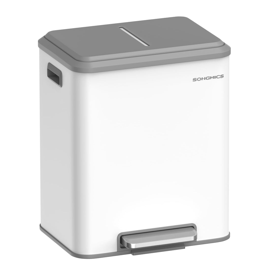 SONGMICS Mülleimer Küche, Mülltrennsystem 2 x 15 L, 2 Fächer für Recycling und Restmüll, Abfalleimer