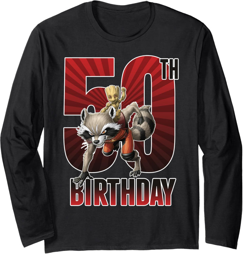 Marvel Guardians Of The Galaxy Rocket & Groot 50th Birthday Langarmshirt