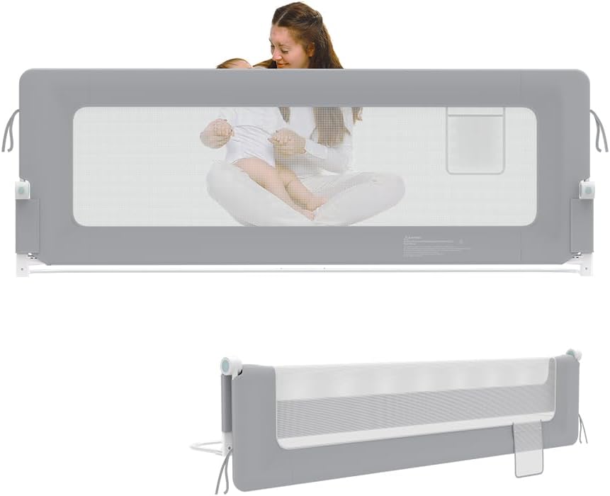 AufuN Bettgitter Bettschuztgitter Portable 200cm, Faltbar Kinderbettgitter für Kinder Babybettgitter