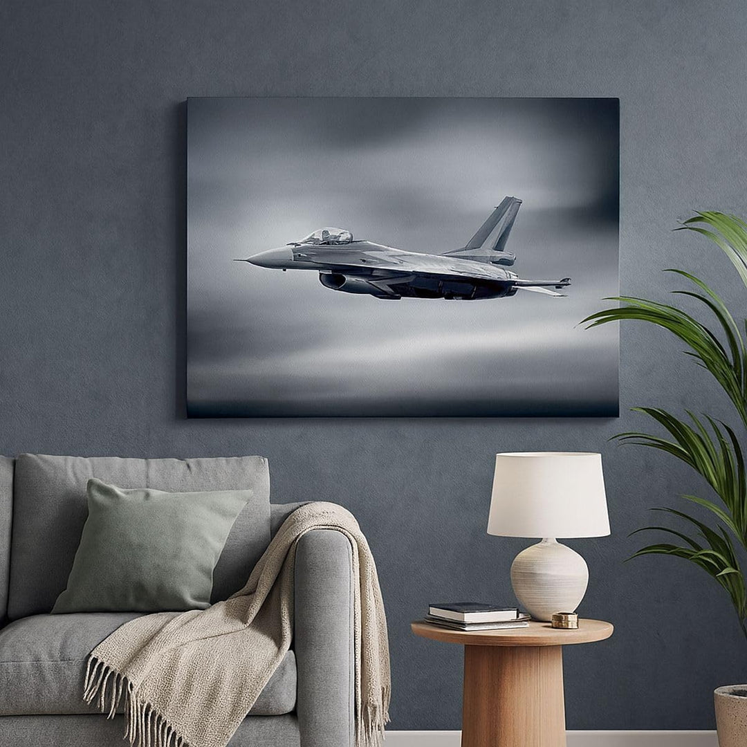 Bilder auf Leinwand Flugzeug Himmel Flug Leinwandbild mit Rahmen 70x50cm Wandbilder Dekoration Wohnz