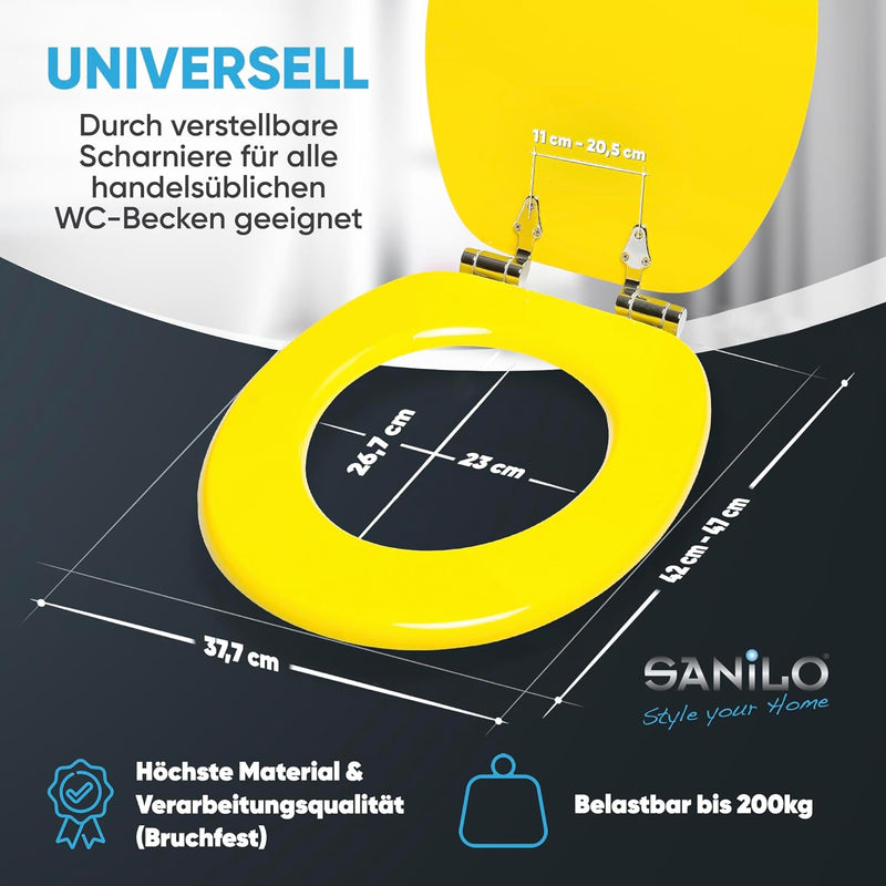 Sanilo WC Sitz mit Absenkautomatik, viele einfarbige Toilettendeckel zur Auswahl, hochwertige und st