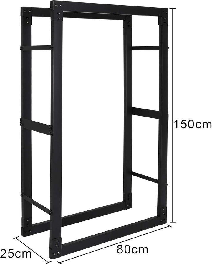 Ikodm kaminholzregal Innen und Aussen, Metall Brennholzregal aussen 80 x 25 x 150CM, Holzstapelhilfe