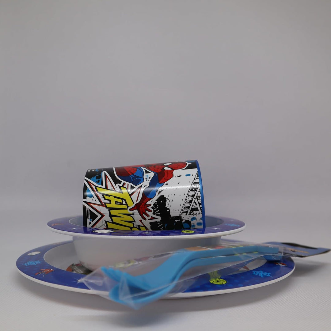 Sorrisini Kindergeschirr Set Spiderman, Wiederverwendbares Babygeschirr Set, Kinder Essgeschirr, Mic