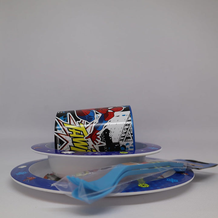 Sorrisini Kindergeschirr Set Spiderman, Wiederverwendbares Babygeschirr Set, Kinder Essgeschirr, Mic