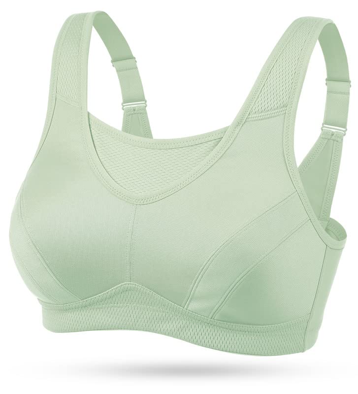 Wingslove Damen Sport BH ohne Bügel Nicht Gepolstert High Impact Bustier Halt Joggen BH 75C Grün, 75