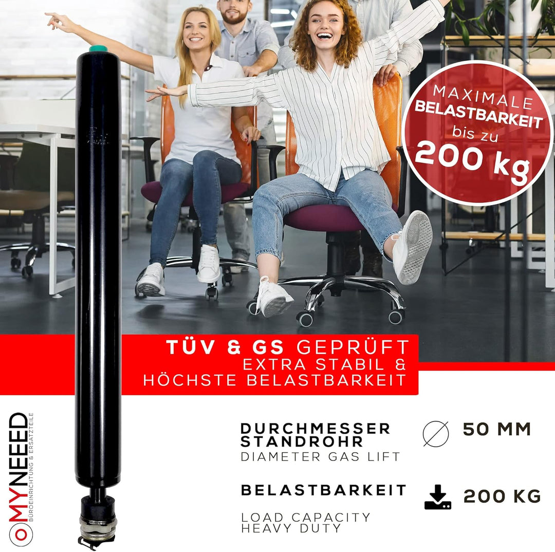 MYNEEED Gasdruckfeder Bürostuhl Ersatzteile Compact - Ersatz Gasfeder bis 200 kg für Drehstuhl Chefs