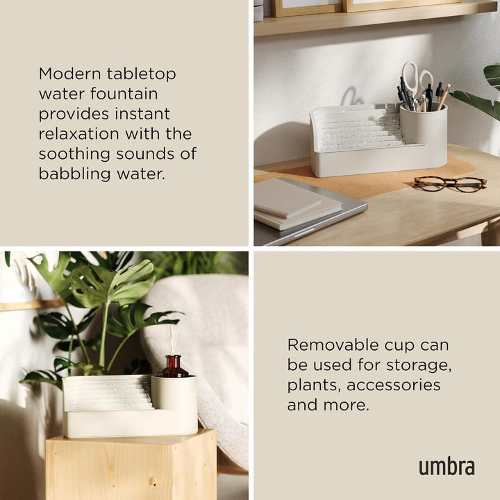 Umbra Stream Tischbrunnen – Zen Wasserspiel für Schlafzimmer &amp; Büro, Entspannender Mini-Brunnen in S