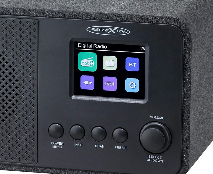 Reflexion DAB+ Radio mit Bluetooth, Wecker & Farbdisplay | Digitalradio mit USB, AUX-IN, Teleskopant