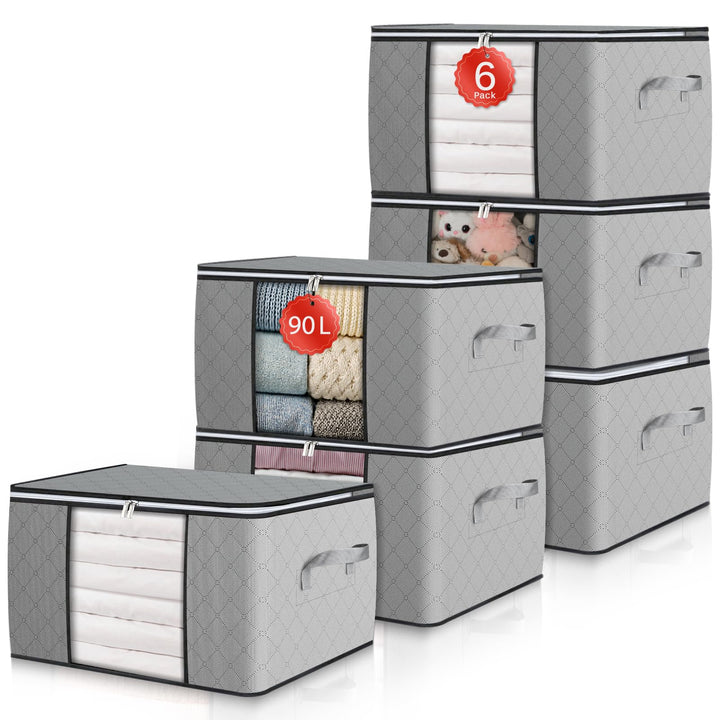 GoMaihe 6 Stück Aufbewahrungstasche Aufbewahrungsbox mit Deckel Kleiderschrank Organizer Faltbare Kl
