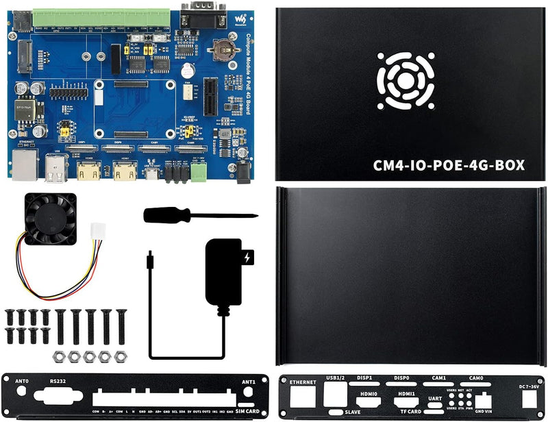 Waveshare Industrial IoT Mini-Computer Based On Raspberry Pi Compute Module 4 (NOT Included) Wavesha