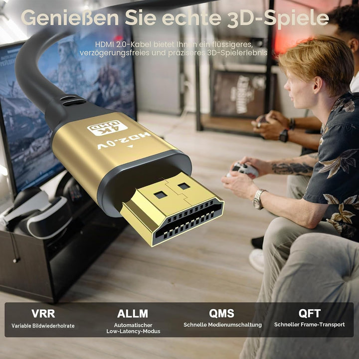 4K HDMI Kabel 10M, 4K@60Hz, 18Gbps Highspeed HDMI 2.0 Kabel, Ultra HD,Ethernet Audio Return,Video 4K