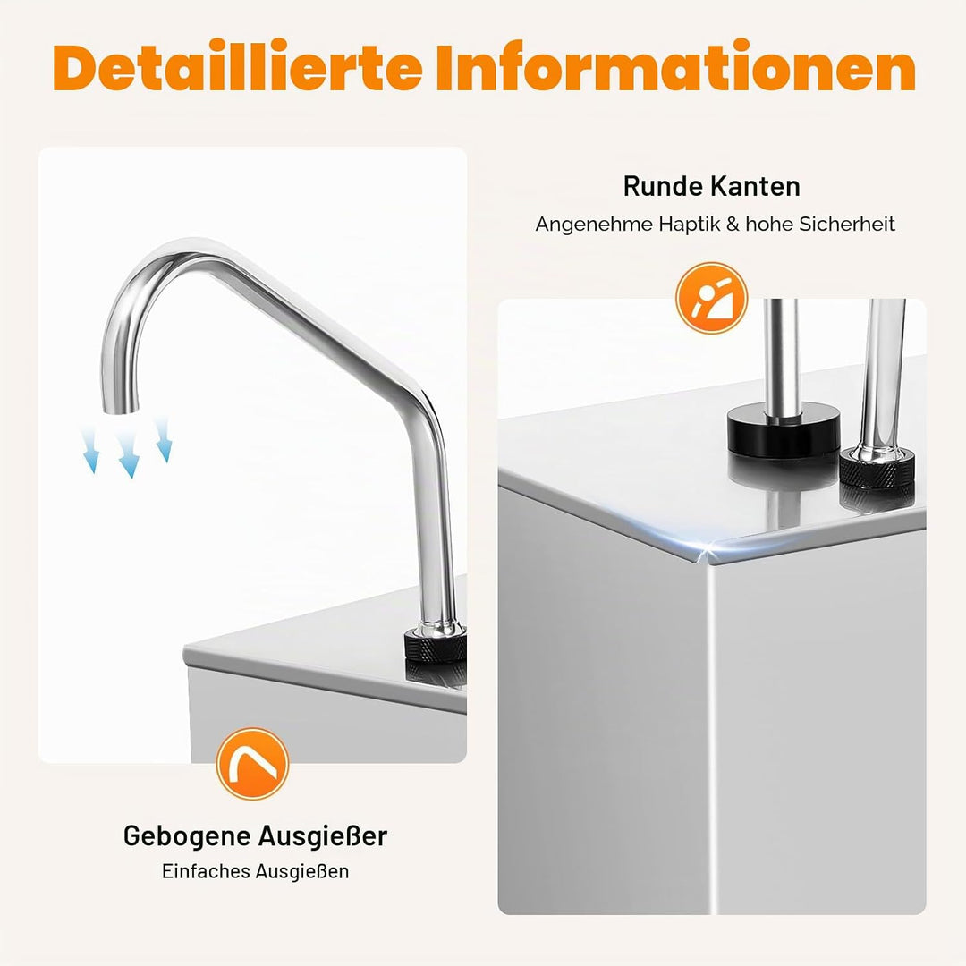 PansyWind Saucenspender Sauce Dispenser Pumpe Senf Ketchup 3 Köpfe Spender aus 304 Edelstahl für Res
