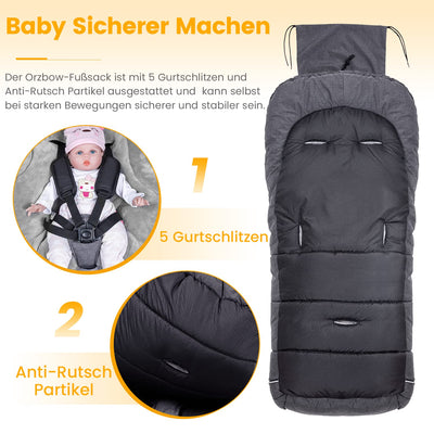 Orzbow Fusssack für Kinderwagen Buggy,Baby Fusssack Schlafsack,Babyfusssack für Babyschale,Winterfus