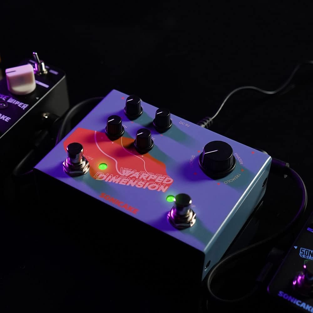 SONICAKE Modulations Gitarren Effektpedal 4 Modi von Chorus, Flanger, Phaser & Tremolo Digital Warpe