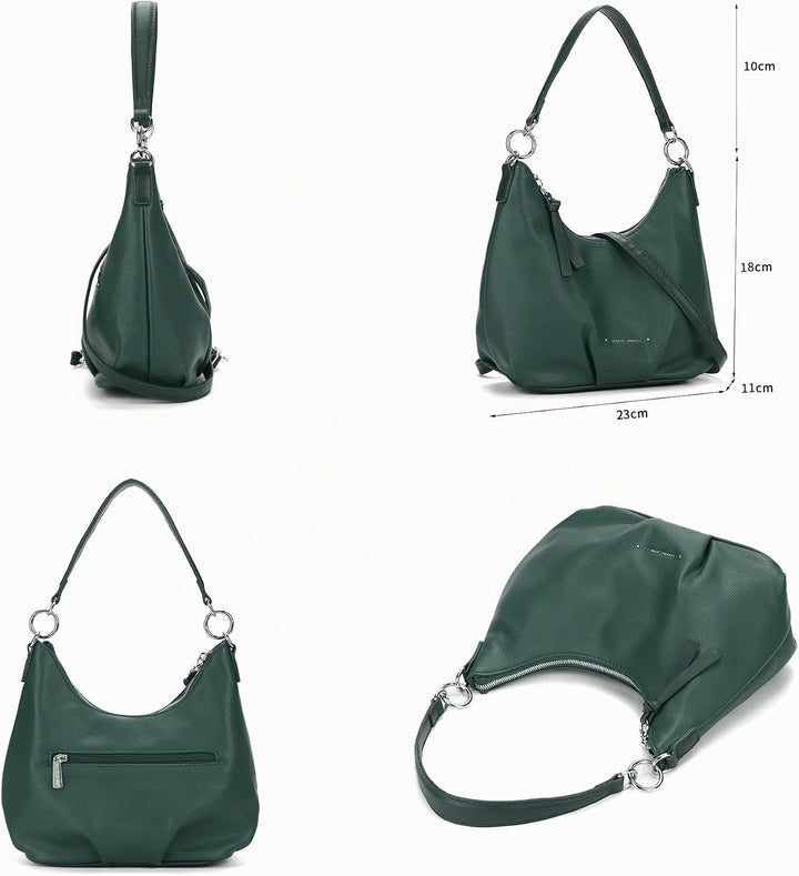 David Jones - Damen Hobo Schultertasche - Mittelgrosse Handtasche PU Weiche Leder - Kleine Shopper T