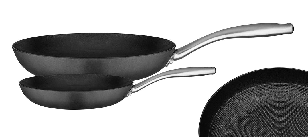 GSW 716505 Pfannen-Set Robusta 2-tlg, Gusseisen, Edelstahl rostfrei, schwarz