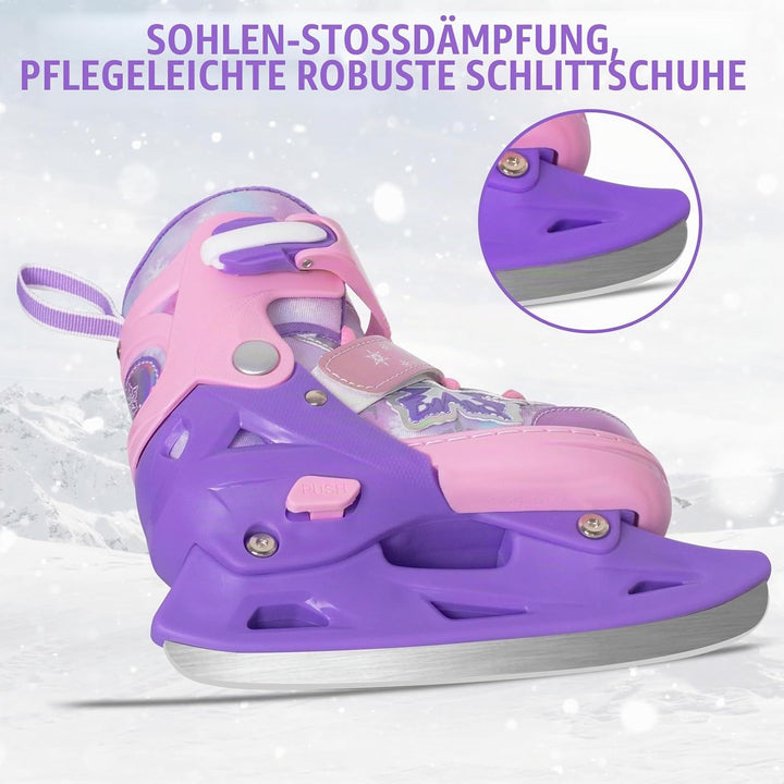 Nattork verstellbare Kinder Eisrutschen - 4 Grösse Schneeflocken Spitze-Up Skates mit warmem Plüsch