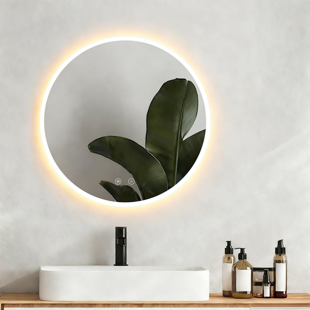 Rundspiegel 60cm mit LED-Beleuchtung, Badspiegel mit Touchschalter, 3 Lichtfarben (2700K-6500K) dimm