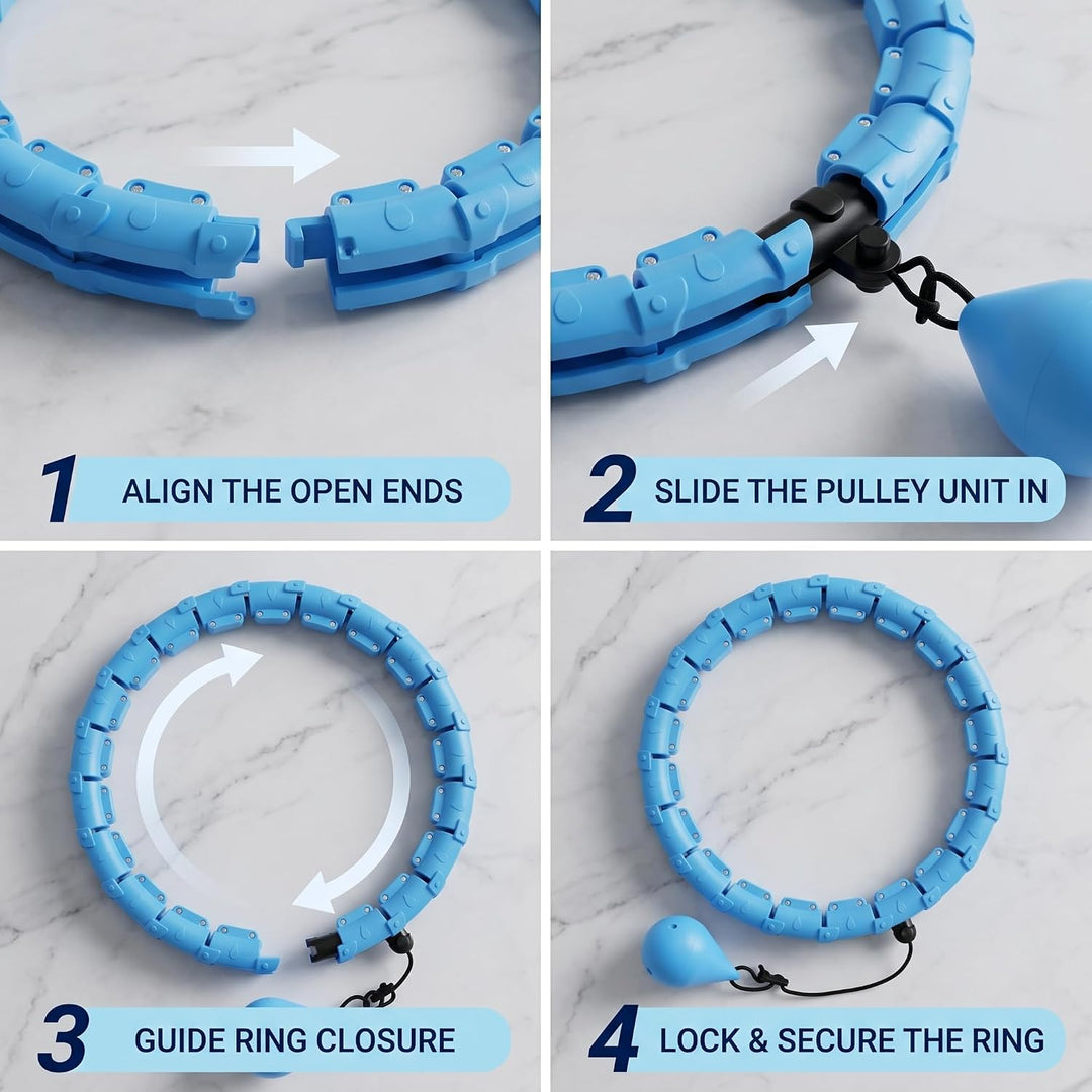 Smart Hula Hoop mit Gewicht 0.36kg, 32 Knoten Verstellbar 57-165 cm, Hula Hoop Reifen mit Gewicht zu