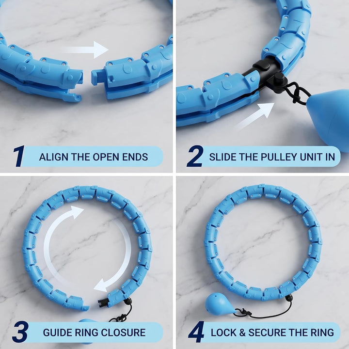 Smart Hula Hoop mit Gewicht 0.36kg, 32 Knoten Verstellbar 57-165 cm, Hula Hoop Reifen mit Gewicht zu