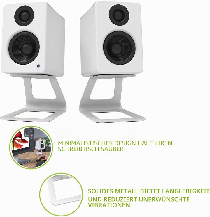 Kanto SE2W Elevated Desktop Speaker Stands for Small Speakers | White | Pair Weiss, Weiss