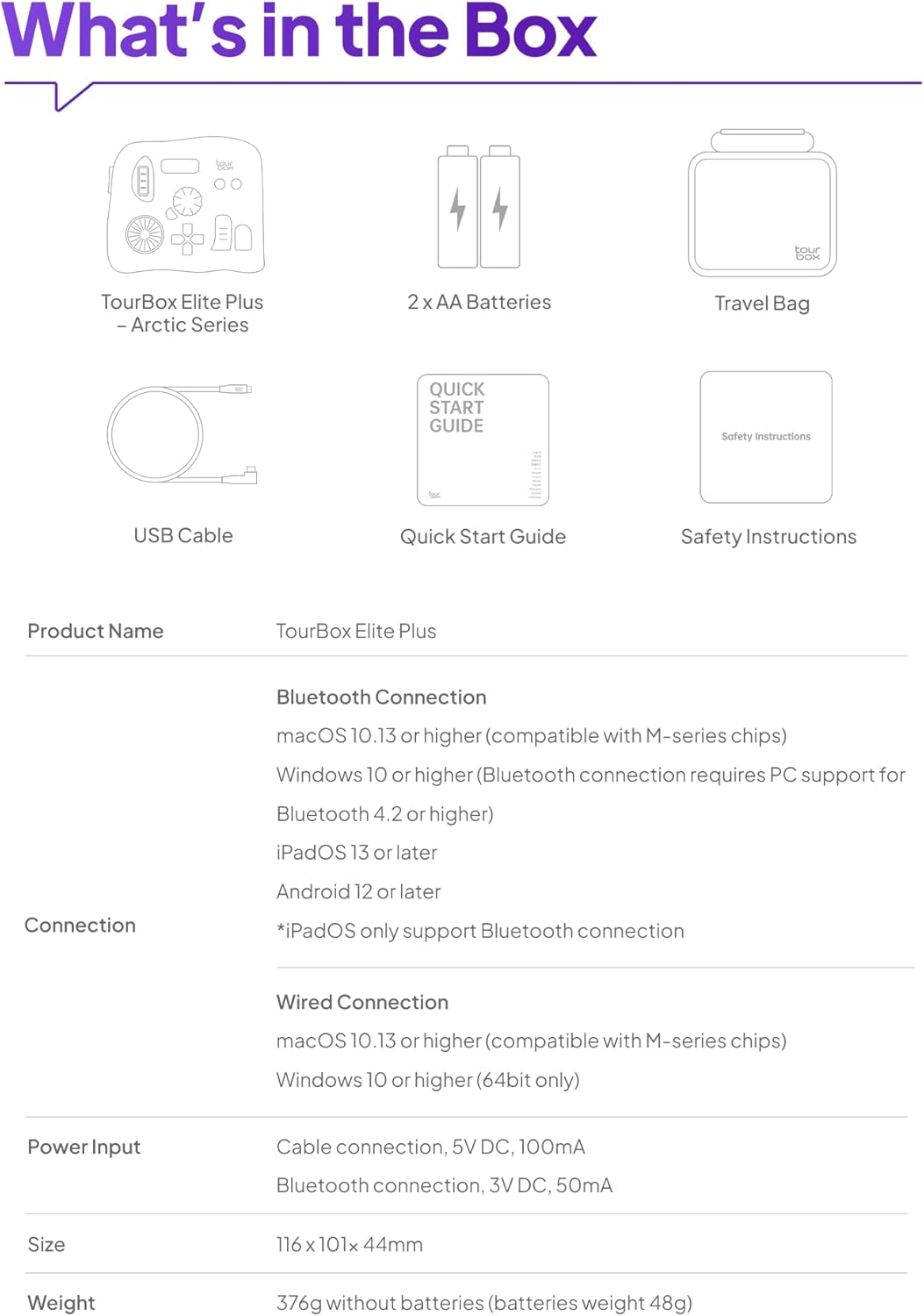 TOUR BOX Elite Plus, iPad-Zeichnen, Bluetooth-Controller für Video- und Foto- Bearbeitung, Mac/Windo