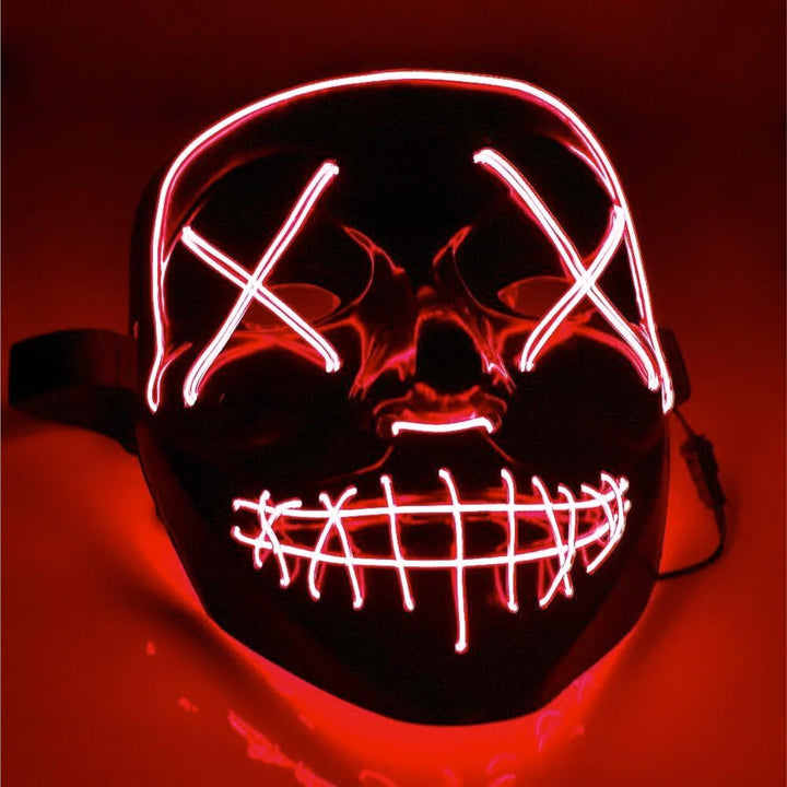 TK Gruppe Timo Klingler Kostümheld® 10x LED Grusel Maske rot - wie aus Purge steuerbar, für Hallowee