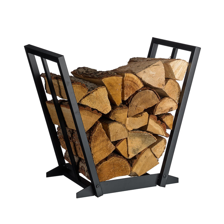 Relaxdays Kaminholzregal, Metall, HBT: 55,5 x 62 x 35 cm, Brennholzregal für Feuerholz, Stapelholz,