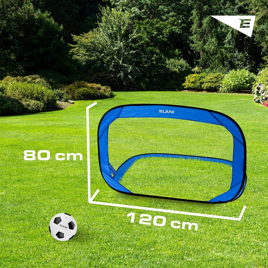ELANI - Fussballtor Set mit 2 Toren - doppelt verstärkte Seiten & Tragetasche mit 8 Heringen für sic