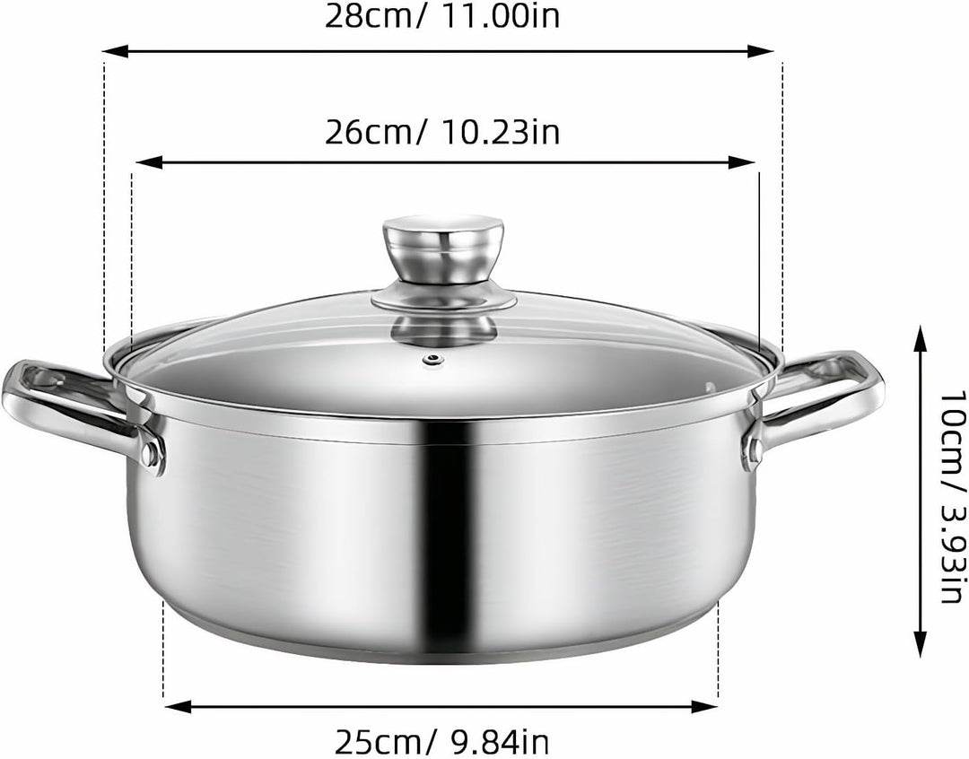 HEMOTON Hot Pot mit Trennwand Edelstahl Shabu Shabu Topf mit Glasdeckel Kochgeschirr Set Hot Pot Sup