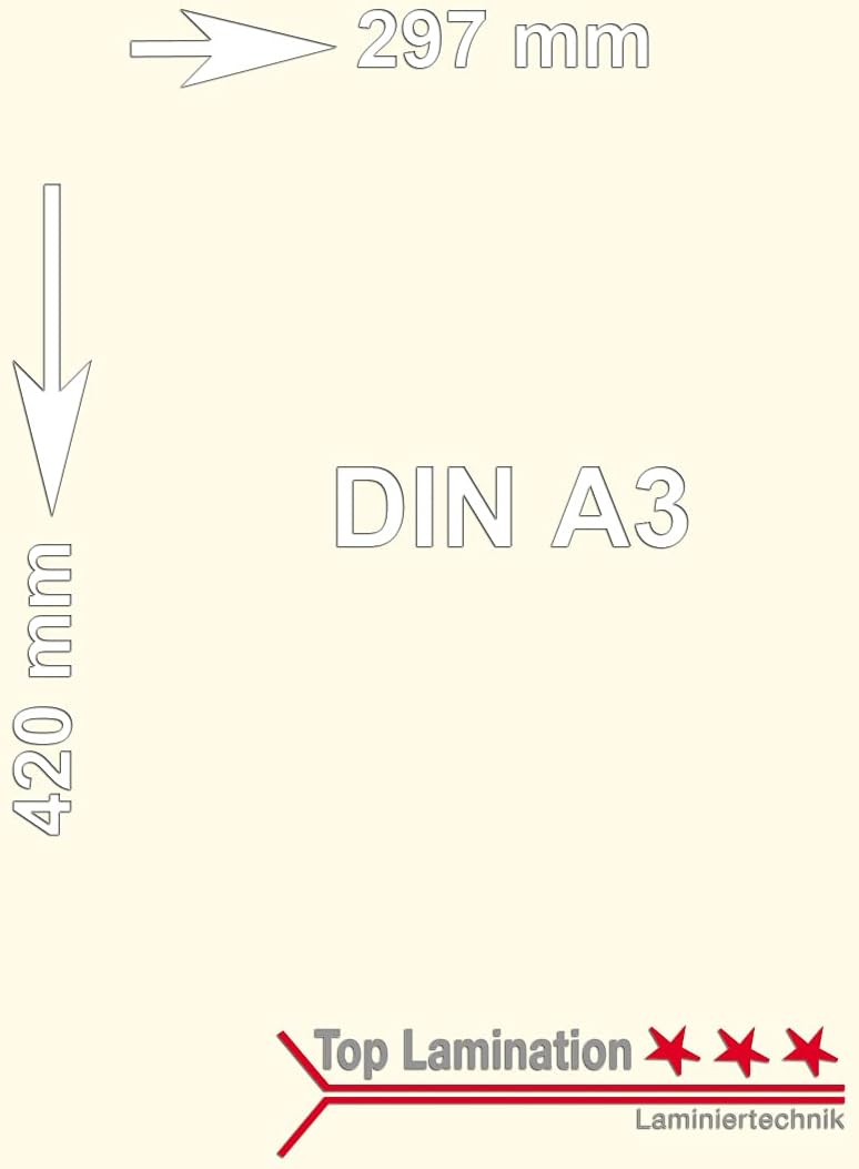 100 Blatt DIN A3 Papier elfenbein 120g/m² - komplett durchgefärbt, für Einladungen, Hochzeitskarten,