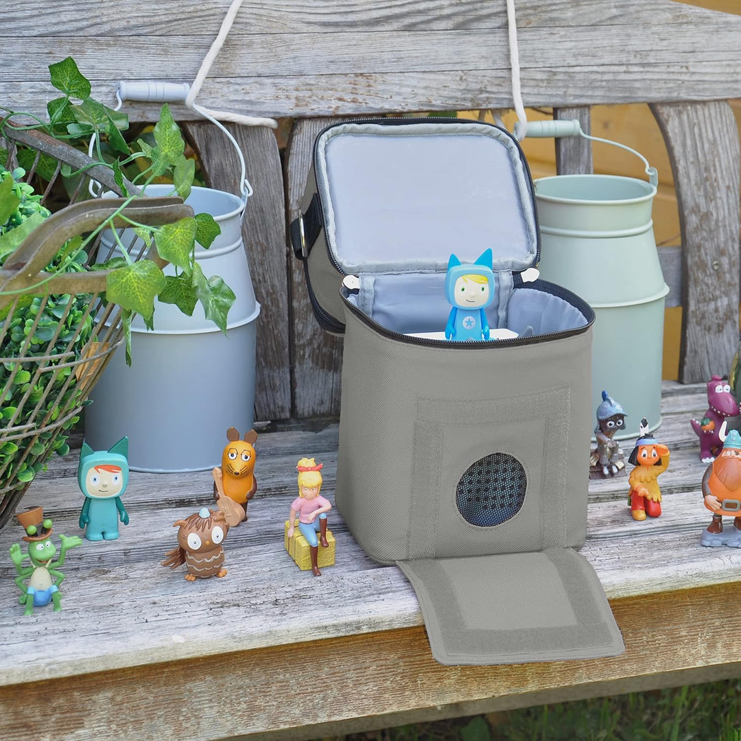 Punalu kompakte Tasche für die Toniebox und Zubehör mit Soundklappe, Platz für ca. 20 Tonies Hörfigu