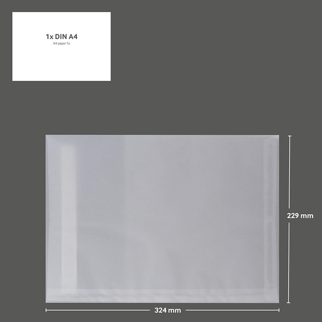 250 Stück, Transparent-Versandtaschen, DIN C4, Haftklebung mit Abziehstreifen, Gerade Klappe, 100 g/