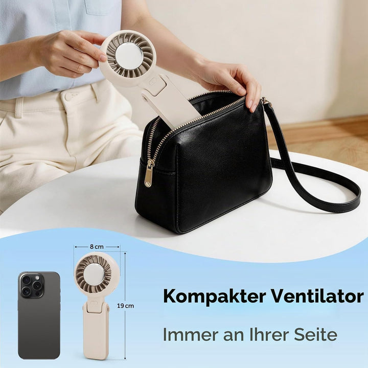 Handventilator Tragbarer, Turbo Ventilator USB Aufladbar 4000mAh Akku, Faltbarer 3-in-1 Mini-Ventila