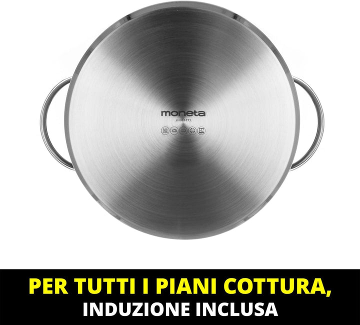 Moneta Allegro Casseruola 2m 28 cm in Acciaio Inox per tutti i Fuochi 8.2 Litri 28cm, 28cm