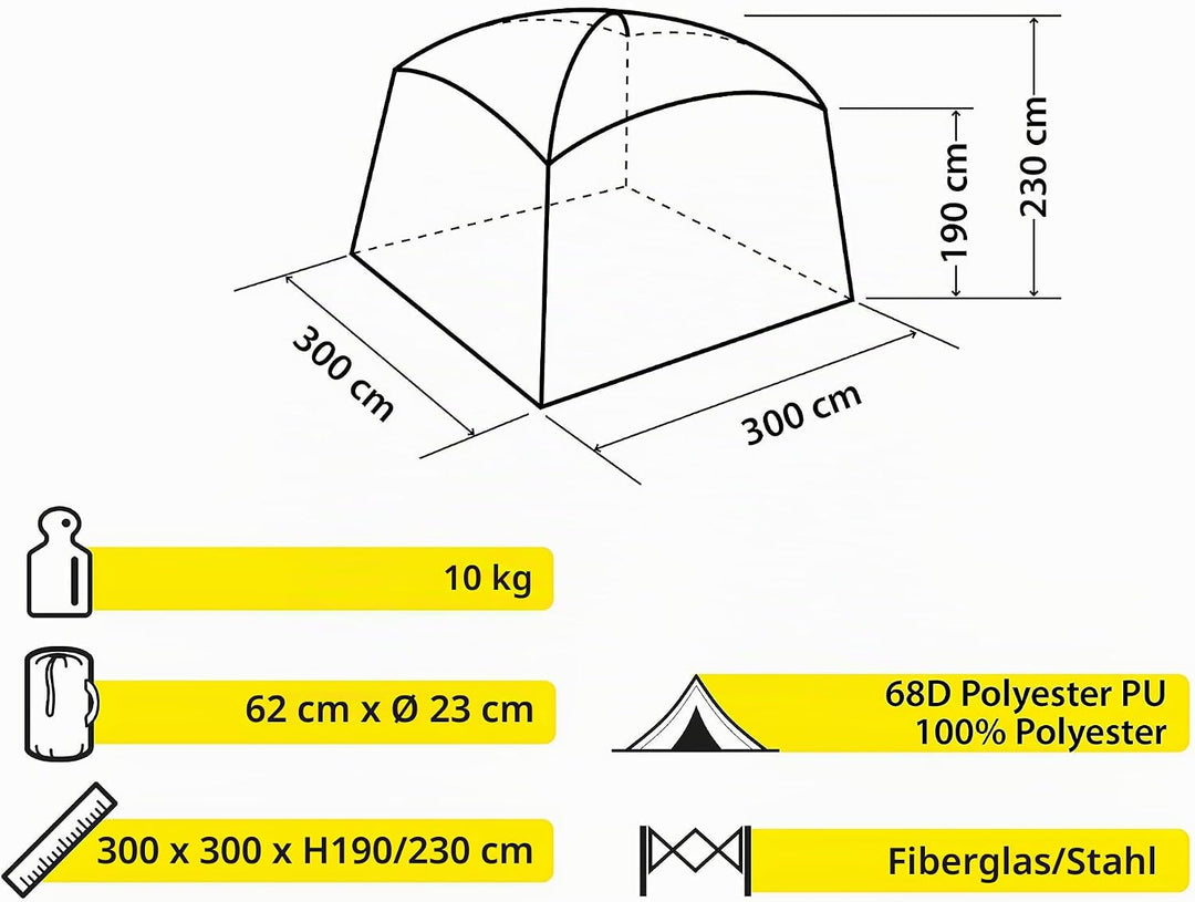 Pavillon-Garten 300 x 300 x 190/230 cm Brunner - grün, - grün