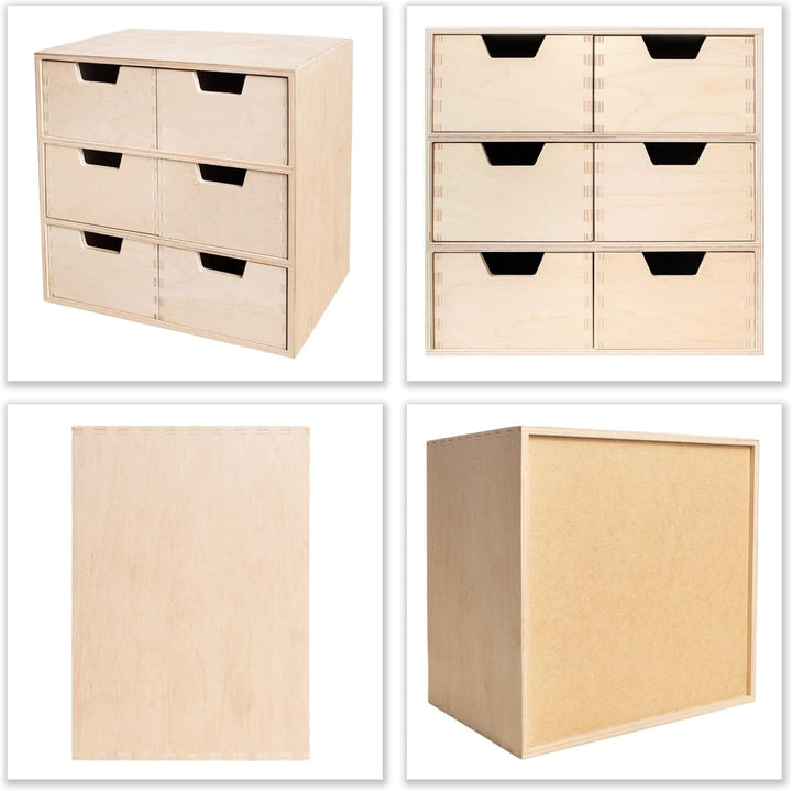 Creative Deco Schubladenbox Schubladenelement | 6 Schubladen | 28,5 x 20 x 28,5 cm (+/- 1 cm) | Mini