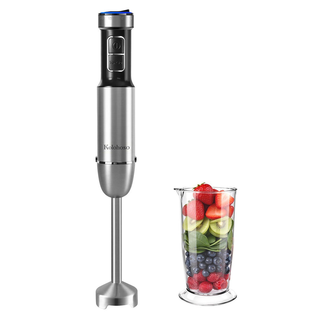 1500W Stabmixer, 2-in-1 Pürierstab, 25 Geschwindigkeitsstufen & TURBO-Stabmixer Set, 4 Scharfe Kling