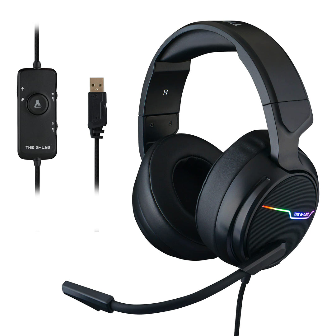 The G-LAB Korp Thallium Gaming-Kopfhörer, USB, 7.1, Digital Surround - Headset für Gamer, Audio - Mi