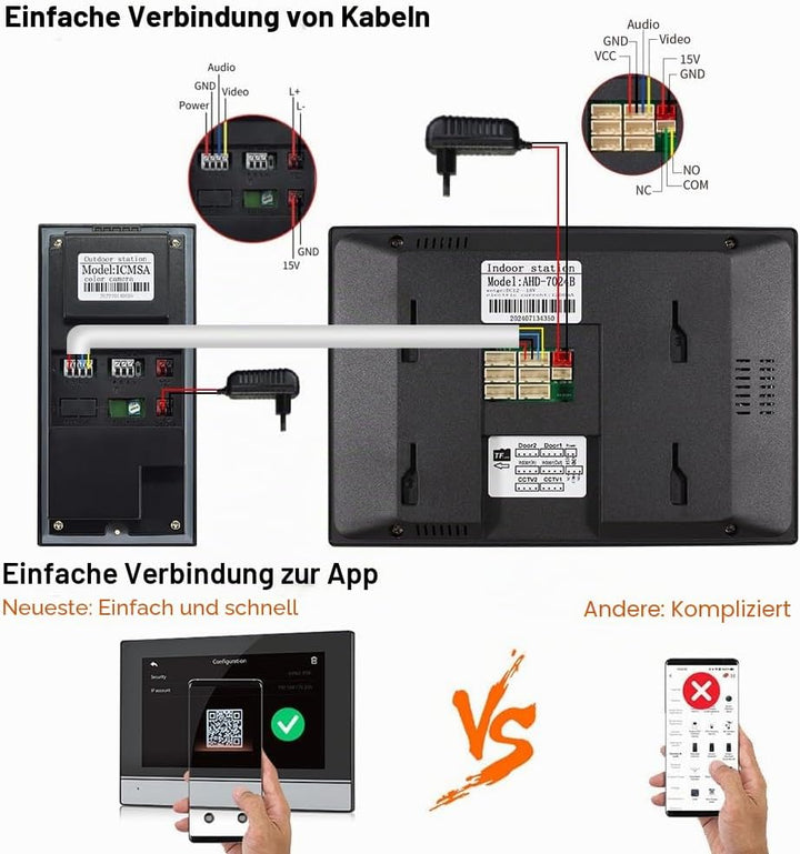 TUYA WiFi Video Intercom Türklingel Eingangssystem 7inch 1080P HD Verdrahtete Video Türklingel Kamer