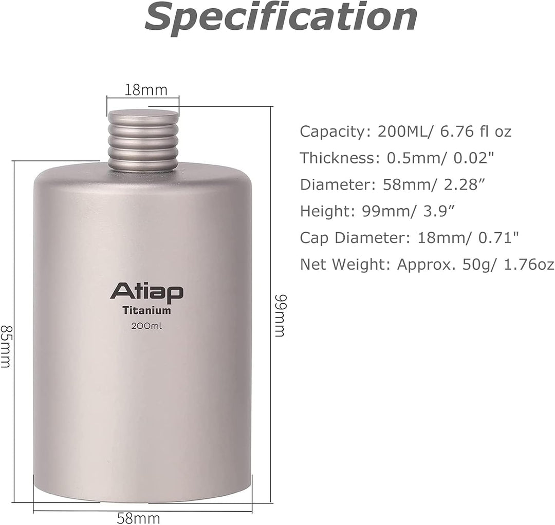 ATiAP Titan-Weintopf, 200 ml, tragbarer Weintopf, Taschenflasche, Weinflasche für Outdoor-Camping