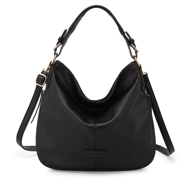 Wrangler by Montana West Ledertasche, Hobo-Schultertasche für Damen, grosser Tragegriff Schwarz, Sch