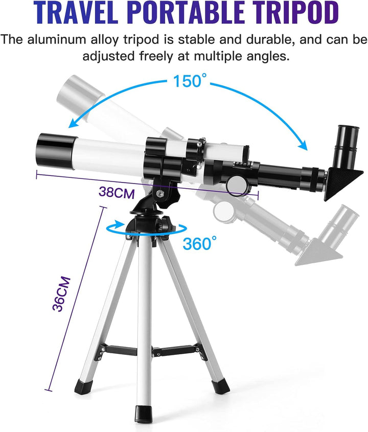 Teleskop für Kinder, Uverbon F40040 Astronomisches Teleskop mit Sucherfernrohr, Kompass und Dreibein