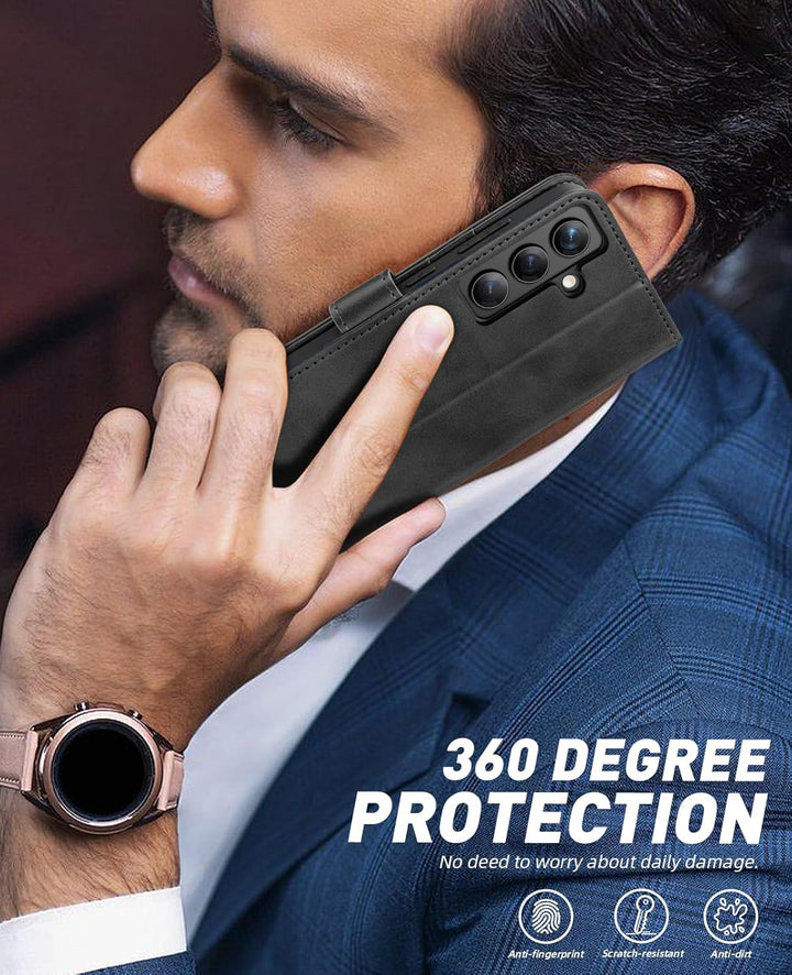 OCASE Handyhülle für Samsung Galaxy S24 5G Hülle Premium Leder Flip Klappbare Klapphülle Stossfeste