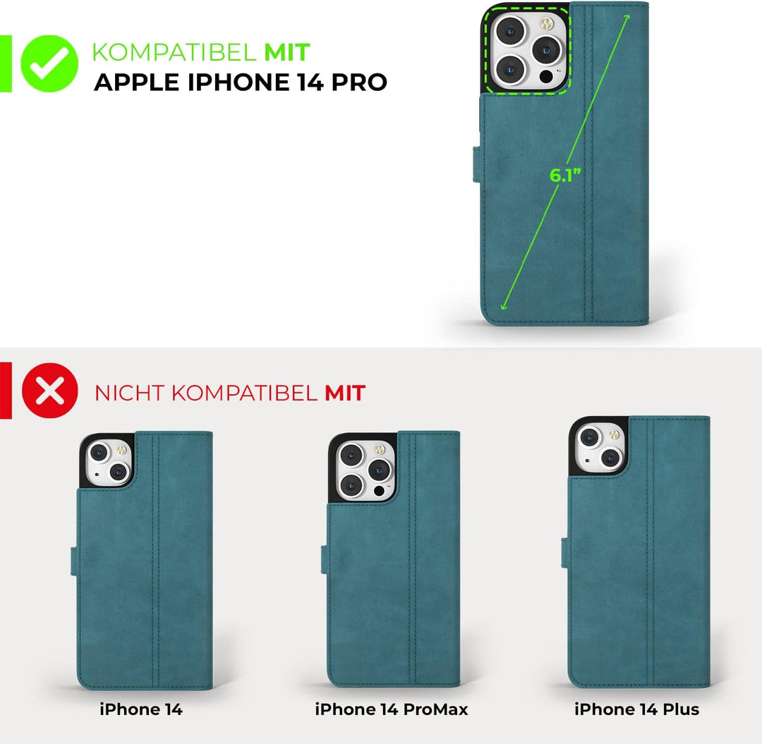 Snakehive iPhone 14 Pro Hülle Leder | Stylische Handyhülle mit Kartenhalter & Standfuss | Handyhülle