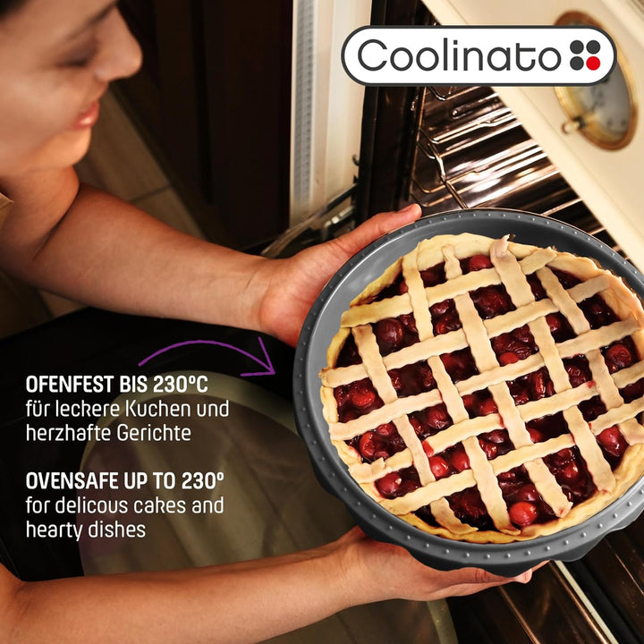 Coolinato 3er Set Silikon Backformen rund 16 cm 20 cm und 26 cm, Grau, Silikonformen zum Backen von